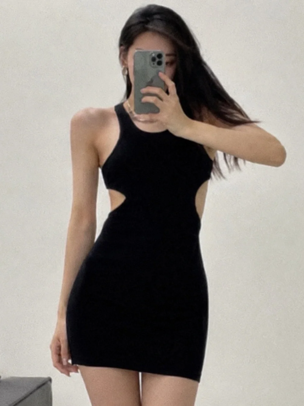 JANG Black Cutout Open Back Bodycon Mini Dress | Size S | Backless